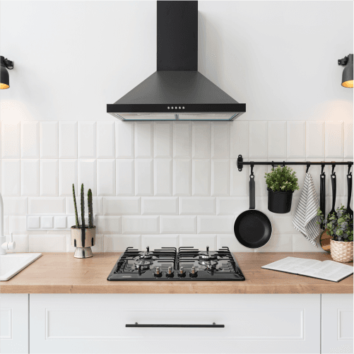 Occupied kitchen cleaning with chimney